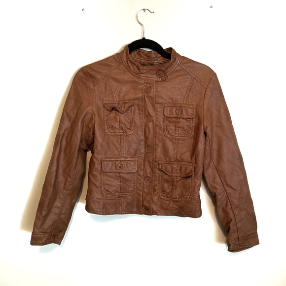 H&M Jackets & Blazers - H&M Brown Faux Leather Jacket